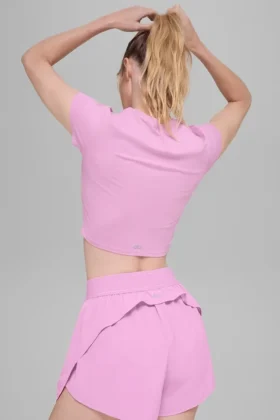 Alosoft Crop Finesse Kısa Kollu – Şeker Kalp Pembesi
