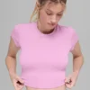 Alosoft Crop Finesse Kısa Kollu - Şeker Kalp Pembesi