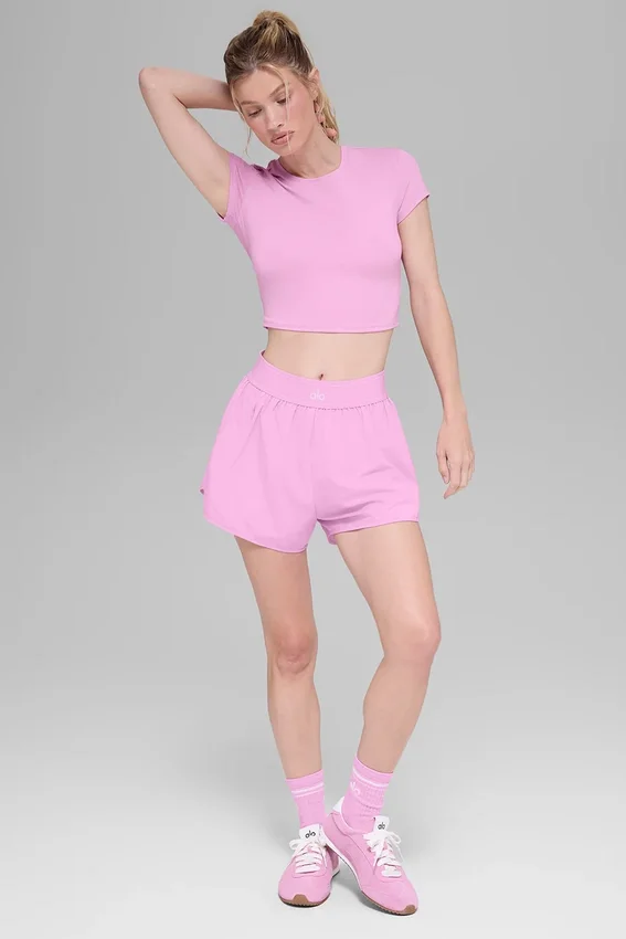 Alosoft Crop Finesse Kısa Kollu - Şeker Kalp Pembesi