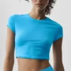 Alosoft Crop Finesse Kısa Kollu - Gök Mavisi
