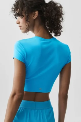 Alosoft Crop Finesse Kısa Kollu – Gök Mavisi