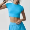 Alosoft Crop Finesse Kısa Kollu - Gök Mavisi