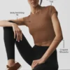 Alosoft Crop Finesse Kısa Kollu - Güneşten Öpülmüş Kahverengi