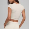Alosoft Crop Finesse Kısa Kollu - Kemik Rengi