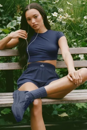 Alosoft Crop Finesse Kısa Kollu - Lacivert
