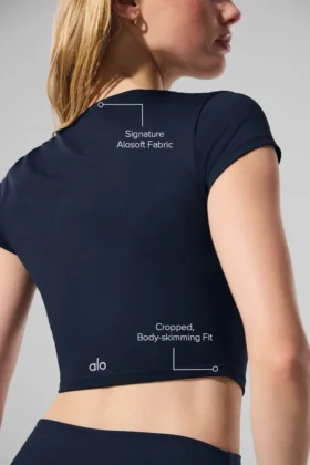 Alosoft Crop Finesse Kısa Kollu – Lacivert