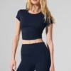 Alosoft Crop Finesse Kısa Kollu - Lacivert