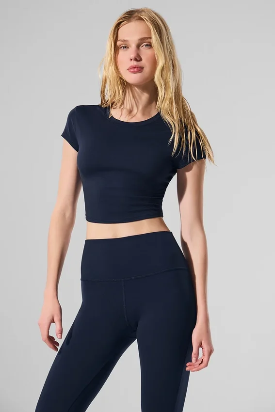 Alosoft Crop Finesse Kısa Kollu - Lacivert
