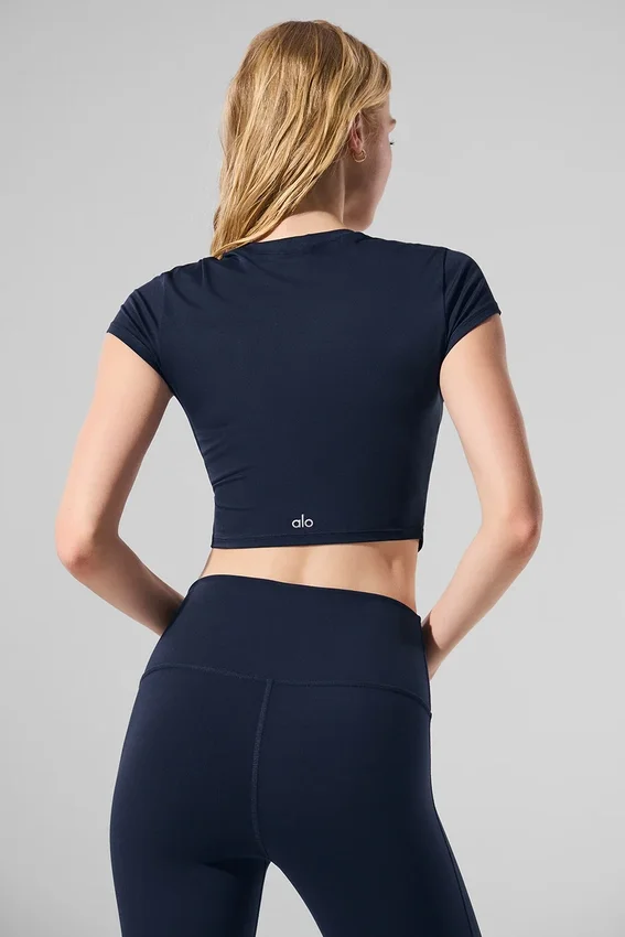 Alosoft Crop Finesse Kısa Kollu - Lacivert