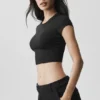 Alosoft Crop Finesse Kısa Kollu - Siyah