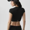 Alosoft Crop Finesse Kısa Kollu - Siyah