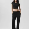 Alosoft Crop Finesse Kısa Kollu - Siyah