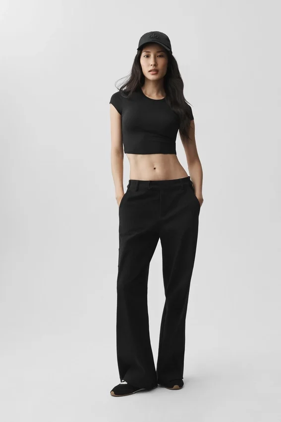 Alosoft Crop Finesse Kısa Kollu - Siyah
