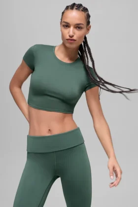 Alosoft Crop Finesse Kısa Kollu - Yonca Yeşili