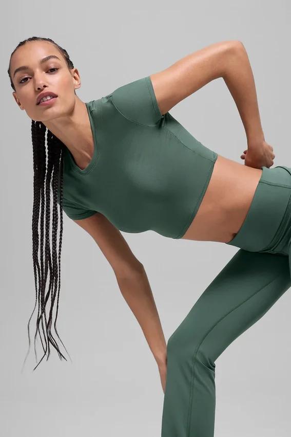 Alosoft Crop Finesse Kısa Kollu - Yonca Yeşili