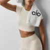 Alosoft Crop Finesse Kısa Kollu - Yulaf Rengi Melanj