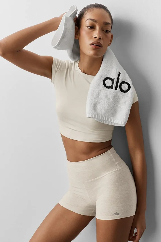 Alosoft Crop Finesse Kısa Kollu - Yulaf Rengi Melanj