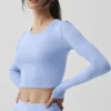 Alosoft Crop Finesse Uzun Kollu - Açık Provence Mavisi