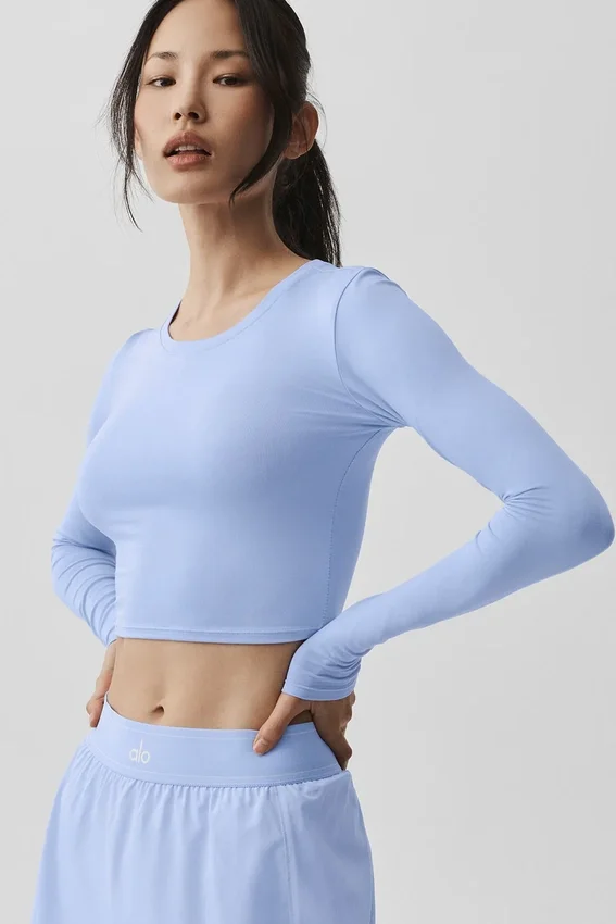 Alosoft Crop Finesse Uzun Kollu - Açık Provence Mavisi