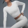 Alosoft Crop Finesse Uzun Kollu - Beyaz