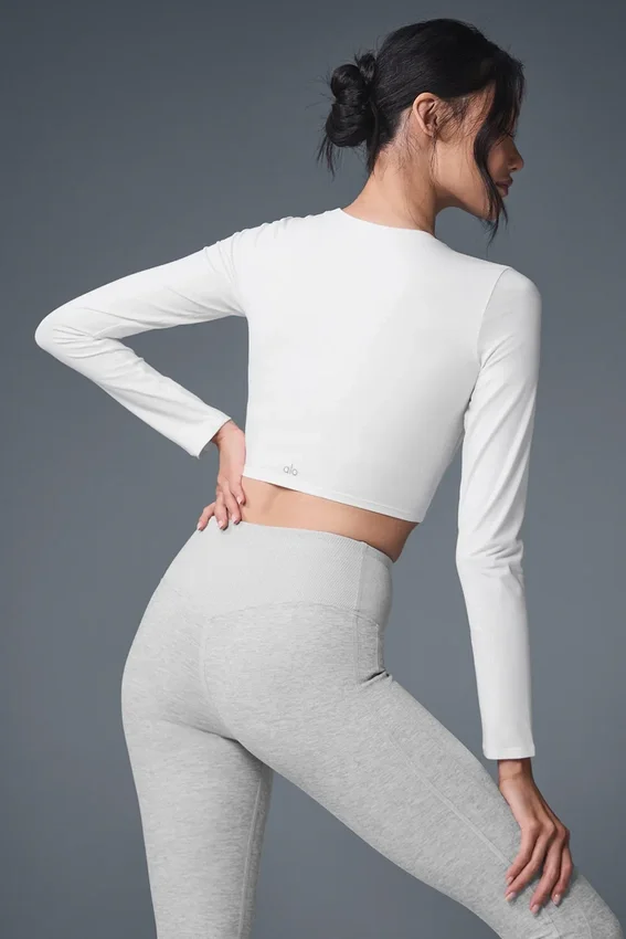 Alosoft Crop Finesse Uzun Kollu - Beyaz