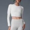 Alosoft Crop Finesse Uzun Kollu - Beyaz