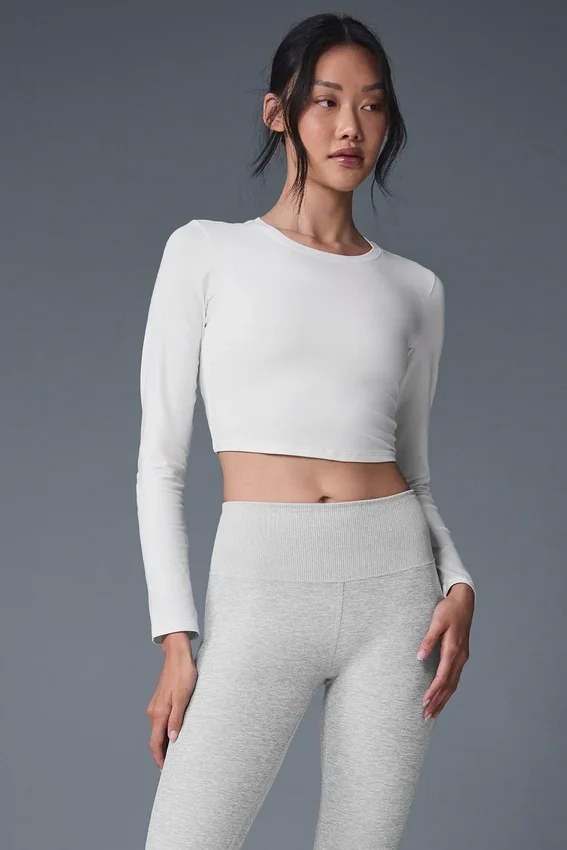 Alosoft Crop Finesse Uzun Kollu - Beyaz