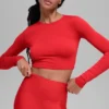 Alosoft Crop Finesse Uzun Kollu - Parlak Kırmızı