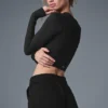 Alosoft Crop Finesse Uzun Kollu - Siyah
