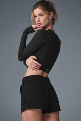 Alosoft Crop Finesse Uzun Kollu – Siyah