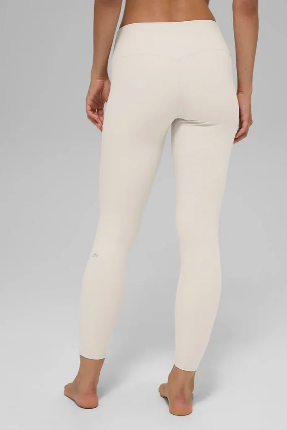 Alosoft High-Waist 7/8 Highlight Tayt - Kemik Rengi