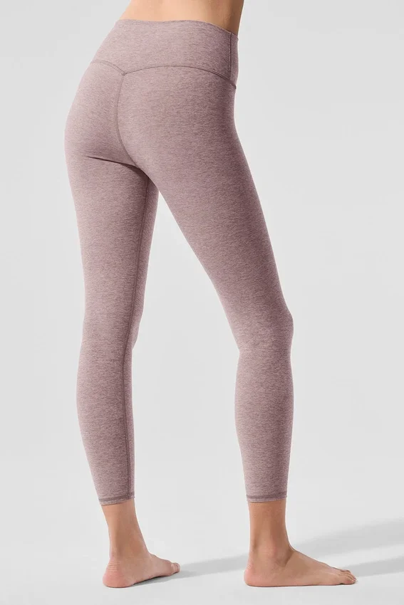 Alosoft High-Waist 7/8 Highlight Tayt - Koyu Pembe Kuvars Melanj