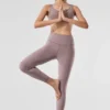Alosoft High-Waist 7/8 Highlight Tayt - Koyu Pembe Kuvars Melanj