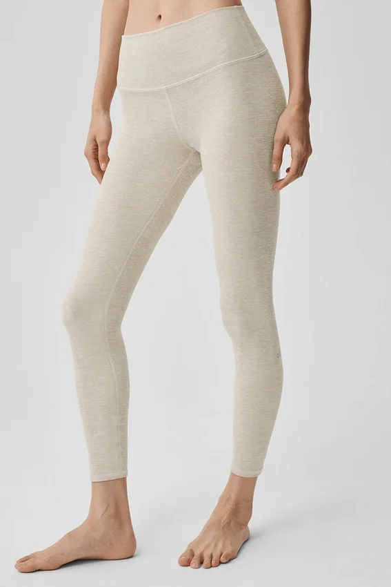 Alosoft High-Waist 7/8 Highlight Tayt - Yulaf Rengi Melanj