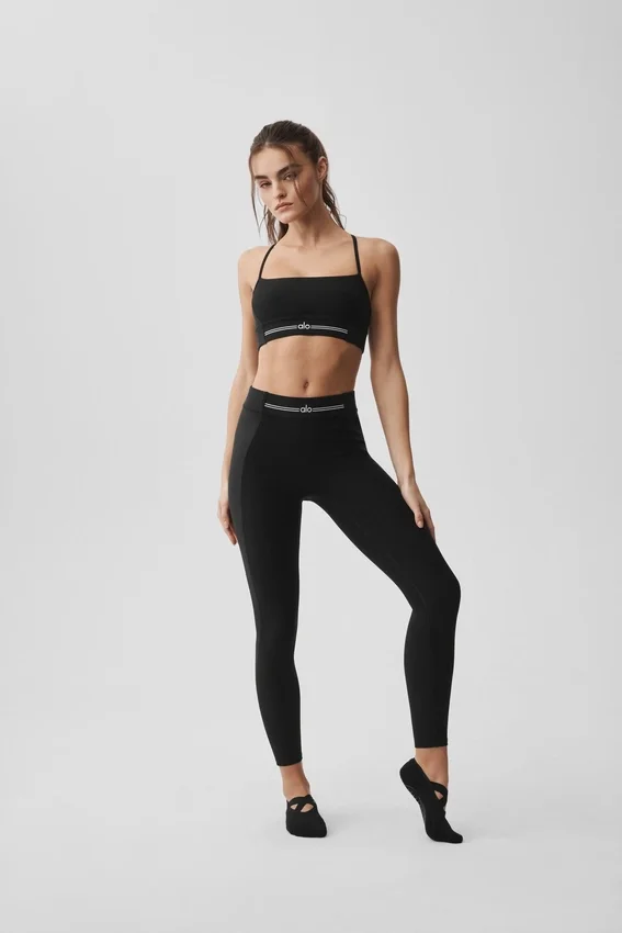 Alosoft High-Waist 7/8 Relay Tayt - Siyah/Beyaz
