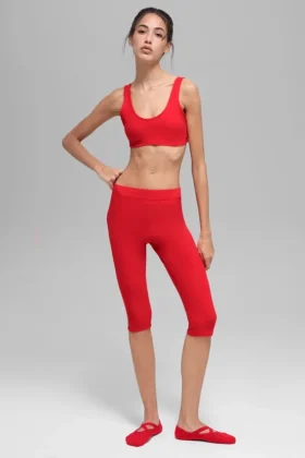 Alosoft High-Waist Iconic 90'S Kapri - Parlak Kırmızı