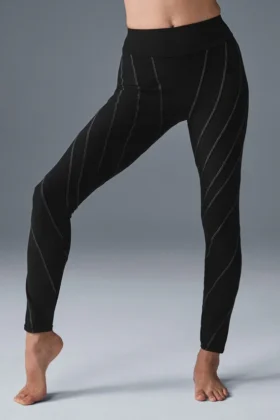 Alosoft High-Waist Sunray Tayt - Siyah/Beyaz