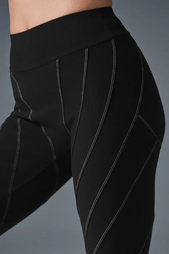 Alosoft High-Waist Sunray Tayt - Siyah/Beyaz
