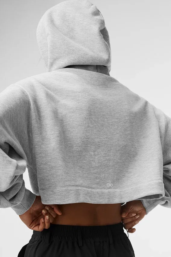 Bae Kapüşonlu Sweatshirt - Spor Stili Melanj Gri