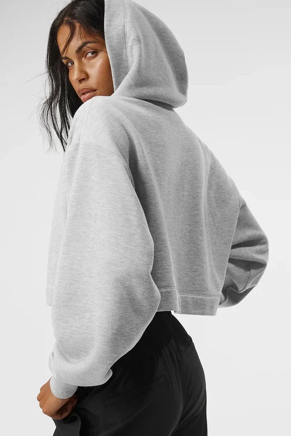Bae Kapüşonlu Sweatshirt - Spor Stili Melanj Gri