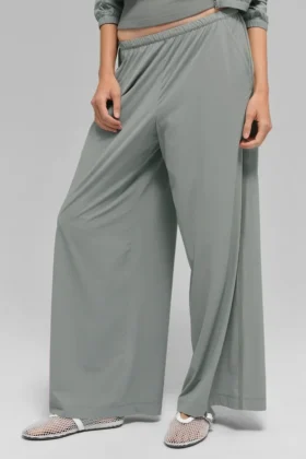 Breezy Geniş Paça Pantolon (Normal) – Ay Gri
