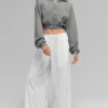 Breezy Geniş Paça Pantolon (Normal) - Beyaz