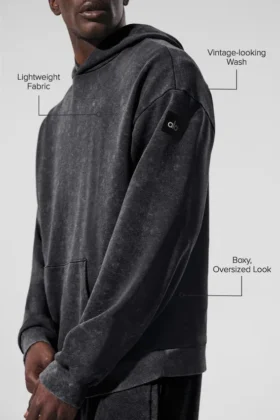 Chill Vintage Wash Kapüşonlu Sweatshirt – Siyah Yıkama