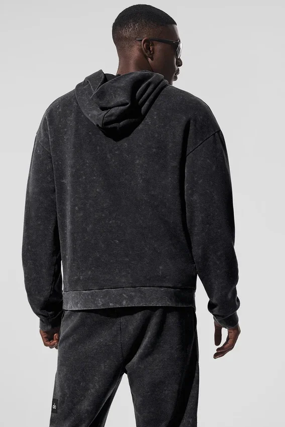 Chill Vintage Wash Kapüşonlu Sweatshirt - Siyah Yıkama