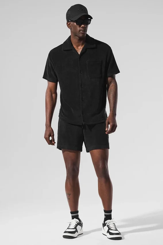 Coastal Terry Düğmeli Gömlek - Siyah