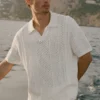 Coastline Örgü Kısa Kollu Polo - Fildişi