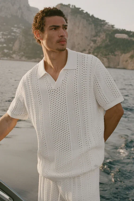 Coastline Örgü Kısa Kollu Polo - Fildişi