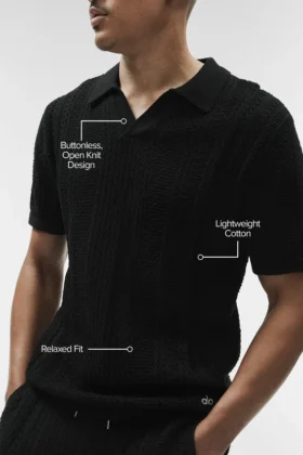 Coastline Örme Kısa Kollu Polo – Siyah