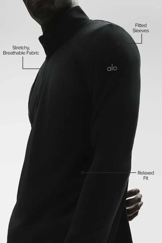 Conquer 1/4 Zip Reform Uzun Kollu - Siyah
