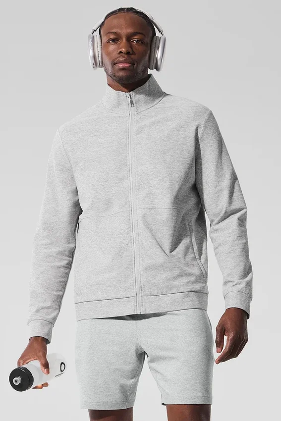 Conquer Max Mock Neck Full Zip - Atletik Heather Gri